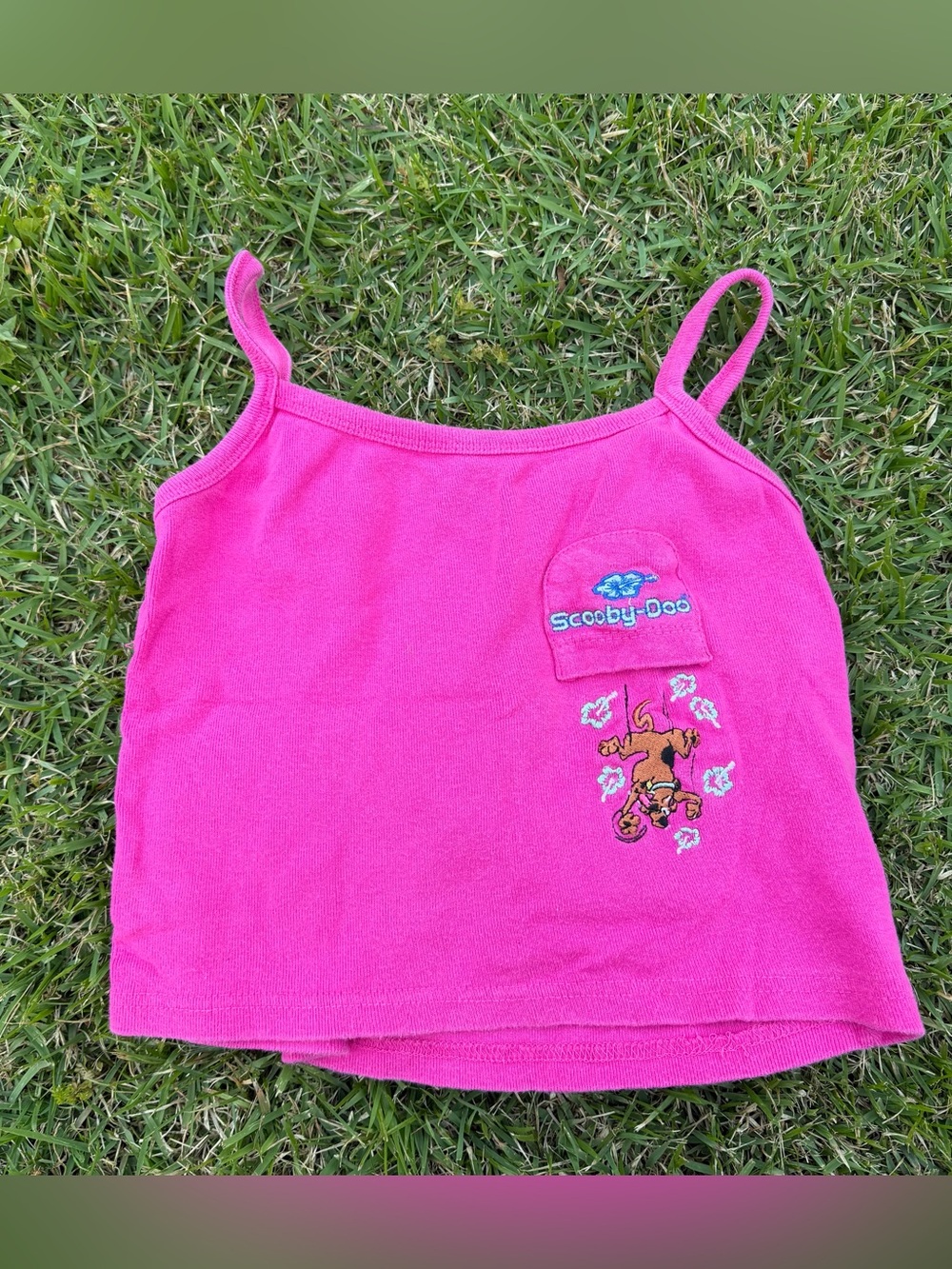 Vintage scooby doo Cartoon Network hot pink y2k tank top embroidered scooby doo